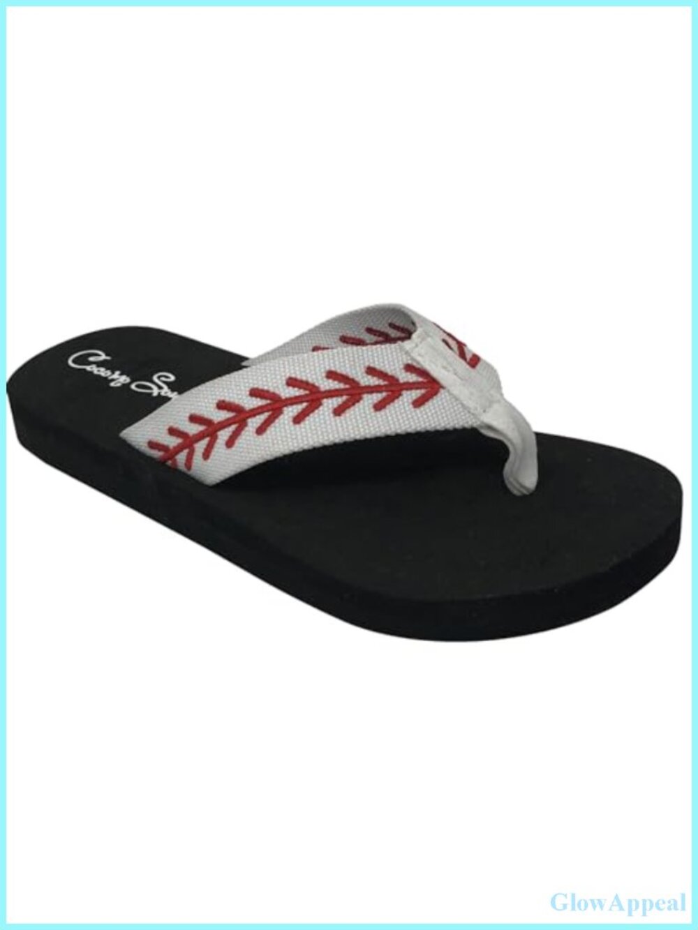 Rhinestone Embroidered Baseball Flip Flops Cushioned Sole Casual Sandals